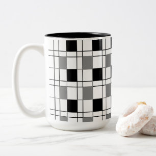 Tasse 2 Couleurs Noir blanc gris À damiers Motif