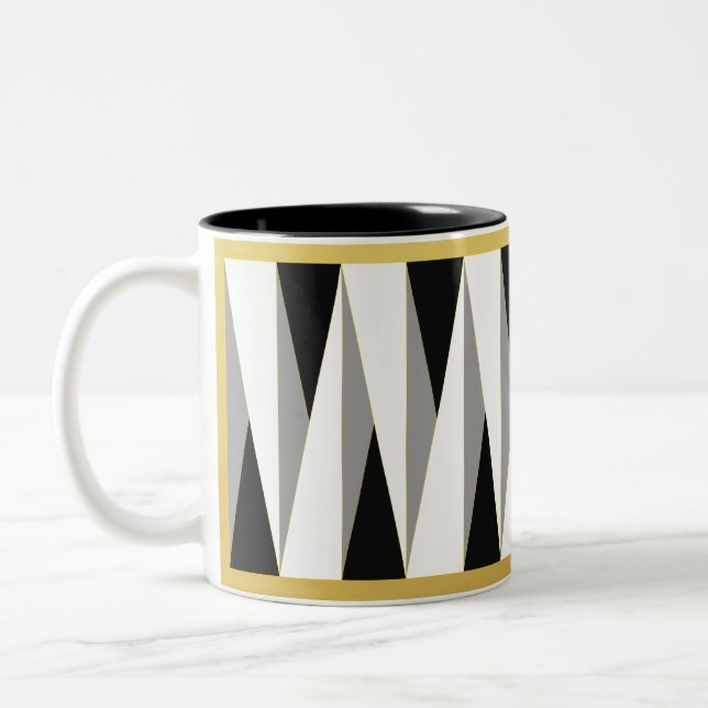 Tasse 2 Couleurs - noir blanc or triangle (Gauche)