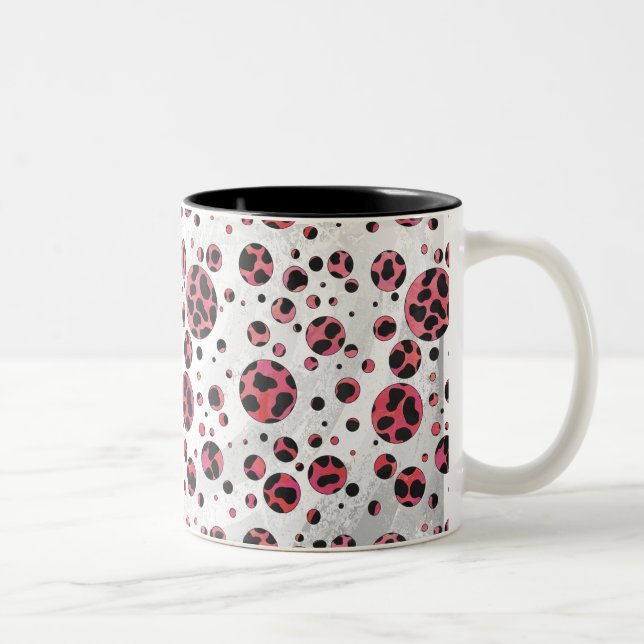 Tasse 2 Couleurs Noir dalmate et rouge avec Pois (Droit)