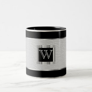 Tasse 2 Couleurs Noir de monogramme et argent et cuir de Faux