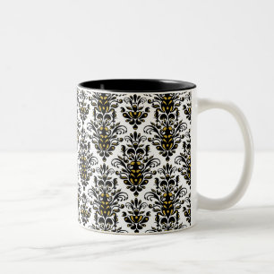 Tasse 2 Couleurs Noir et blanc élégant avec une touche de damas o