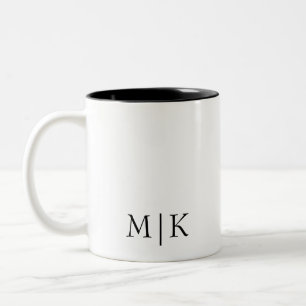 Tasse 2 Couleurs Noir et blanc   Monogramme moderne