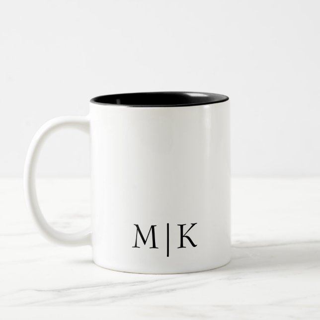 Tasse 2 Couleurs Noir et blanc | Monogramme moderne (Gauche)