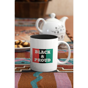 Tasse 2 Couleurs Noir et fier sur des couleurs rouge, noir et vert