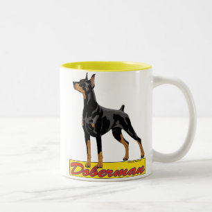 Tasse 2 Couleurs Noir et rouge de dobermann