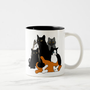 Tasse 2 Couleurs Noir 'n' Blanc 'n' Gris 'n' Orange Cats