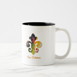 Tasse 2 Couleurs NOLA a peint Fleur de lis (1)