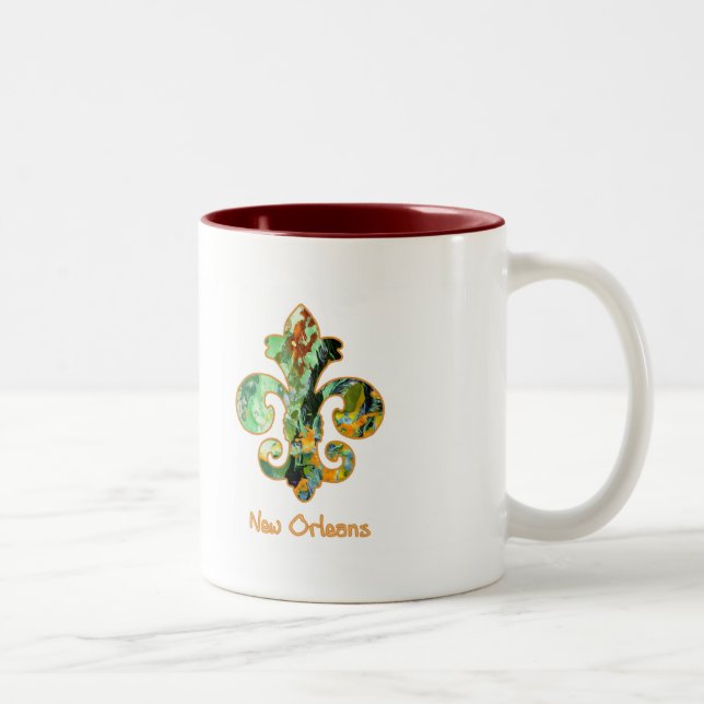 Tasse 2 Couleurs NOLA a peint Fleur de lis (6) (Droit)