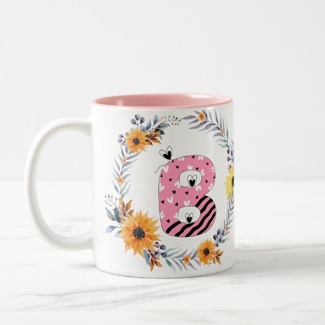 Tasse 2 Couleurs Nom Alphabet  "B" (Gauche)