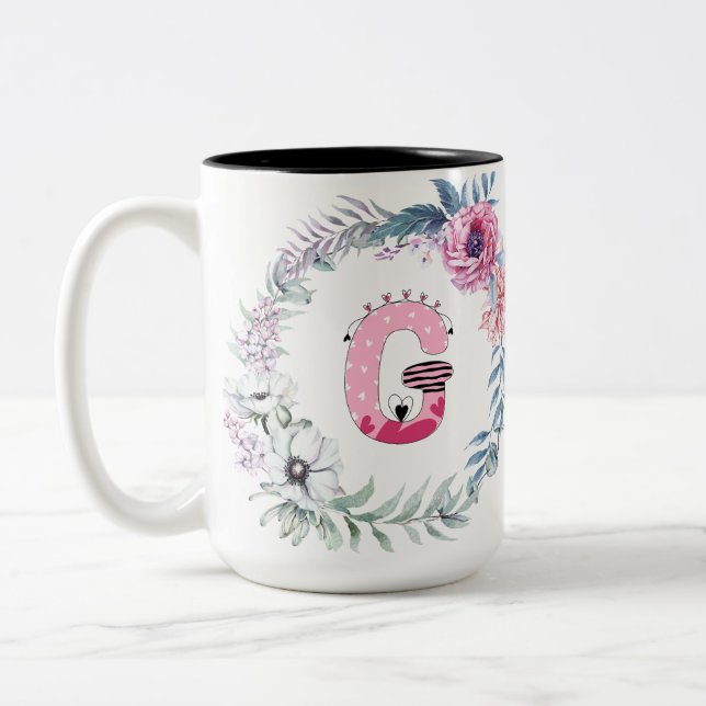 Tasse 2 Couleurs Nom Alphabet "G"  (Gauche)