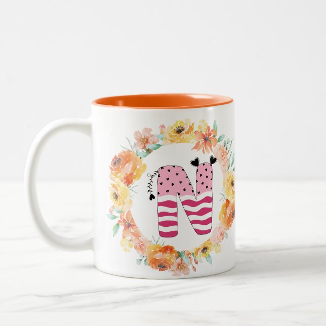Tasse 2 Couleurs Nom Alphabet "N" (Gauche)