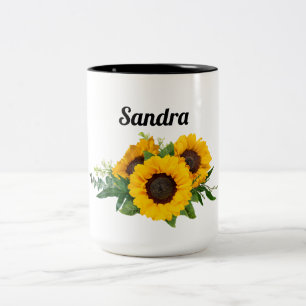 Tasse 2 Couleurs Nom Coffee Cup Floral Design - Cadeau personnalisé