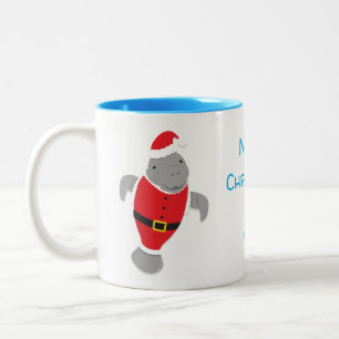 Tasse 2 Couleurs Nom de bleu de Joyeux Noël de Père Noël de