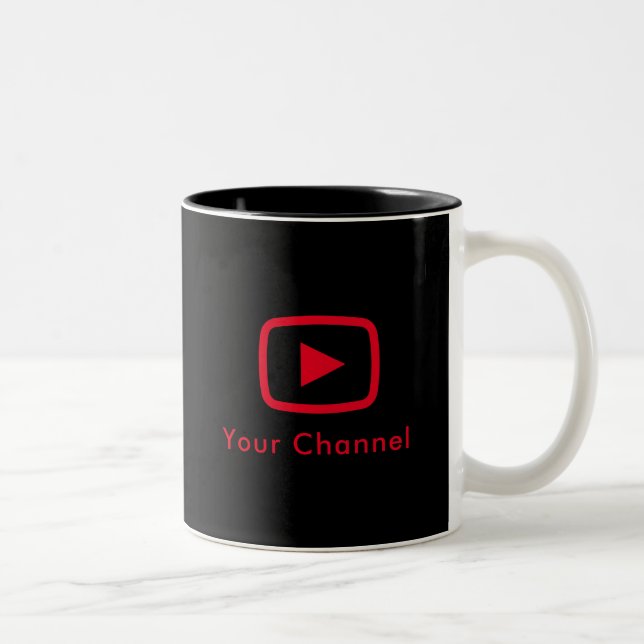 Tasse 2 Couleurs Nom de chaîne Youtube Personnalisé Noir (Droit)