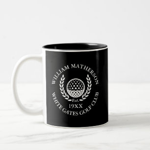 Tasse 2 Couleurs Nom de club de golf personnalisé noir et blanc