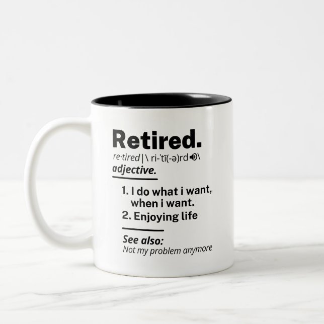Tasse 2 Couleurs Nom de définition à la retraite, Drôle cadeau de s (Gauche)