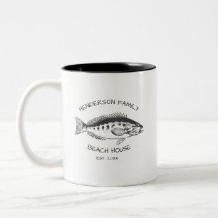 Tasse 2 Couleurs Nom de famille Beach House Fish