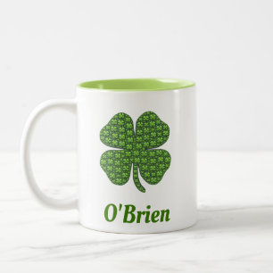 Tasse 2 Couleurs Nom de famille irlandais Trèfle à quatre feuilles