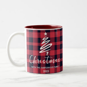 Tasse 2 Couleurs Nom de famille Noël minimaliste Red Buffalo