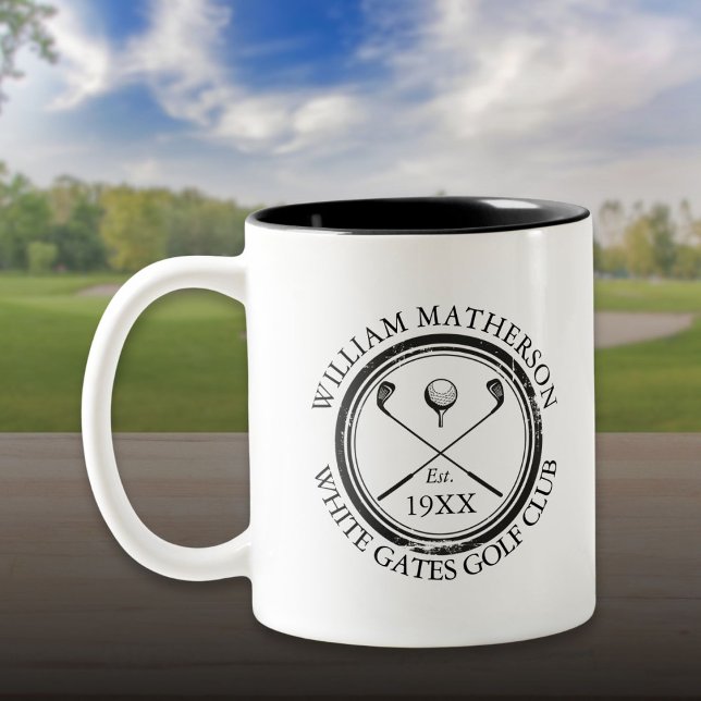 Tasse 2 Couleurs Nom de golf personnalisé Classique (Custom Classic Golf Club Name Personalized Two-Tone Coffee Mug)
