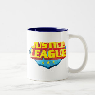 Tasse 2 Couleurs Nom de la ligue de justice et logo du bouclier