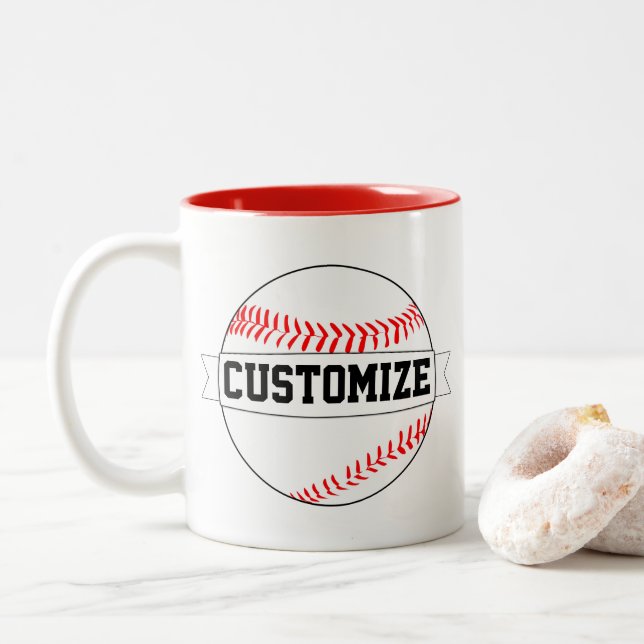 Tasse 2 Couleurs Nom de l'équipe personnalisée de baseball et venti (Avec donut)