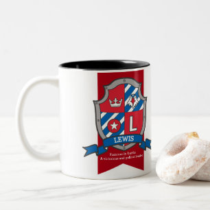 Tasse 2 Couleurs Nom de Lewis signifiant lettre rouge L
