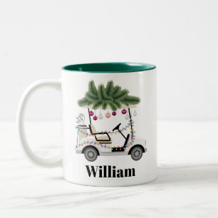Tasse 2 Couleurs Nom de panier personnalisé Balles de golf Noël Gol