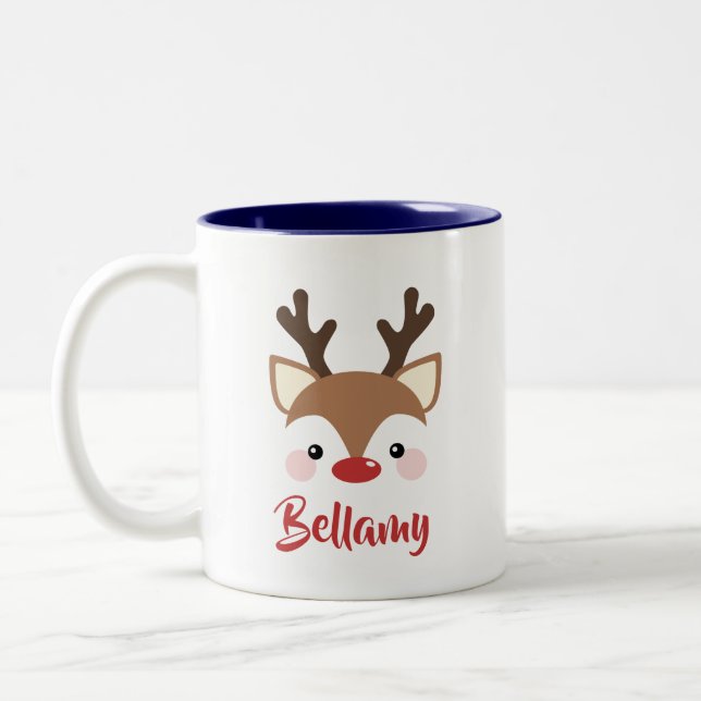 Tasse 2 Couleurs Nom De Rindeer Mignonne En Noël Rouge (Gauche)