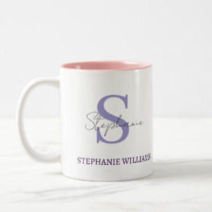Tasse 2 Couleurs Nom de script élégant classique noir et blanc pers