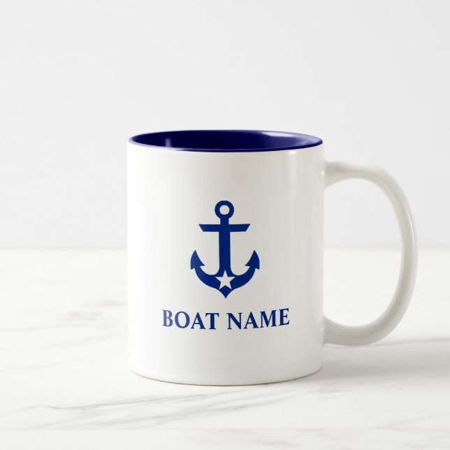 Tasse 2 Couleurs Nom du bateau nautique Étoile d'Ancre (Droit)