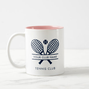 Tasse 2 Couleurs Nom du club de tennis Marine Logo bleu Sports pers