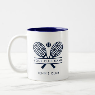 Tasse 2 Couleurs Nom du club de tennis personnalisé Marine Blue