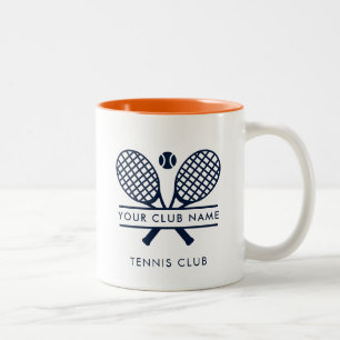 Tasse 2 Couleurs Nom du club de tennis sur gazon motif bleu marine