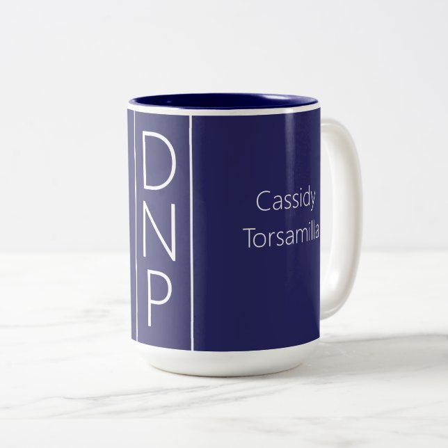 Tasse 2 Couleurs Nom du diplômé Bleu DNP (Devant droit)