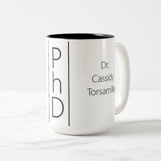 Tasse 2 Couleurs Nom du diplômé PhD (Devant droit)