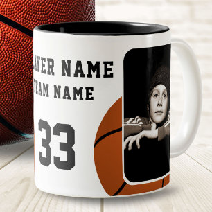 Tasse 2 Couleurs Nom du joueur de basket-ball Numéro Équipe 2 Photo