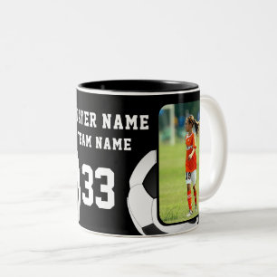 Tasse 2 Couleurs Nom du Joueur de Football Numéro Équipe 2 Photos