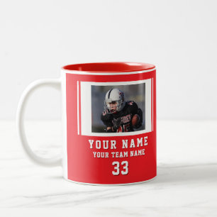 Tasse 2 Couleurs Nom du Joueur Rouge Numéro Équipe Photo