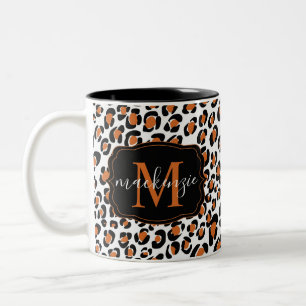 Tasse 2 Couleurs Nom du monogramme du Motif Poster de animal Leopar