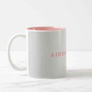 Tasse 2 Couleurs Nom élégant tendance minimaliste gris argent rose