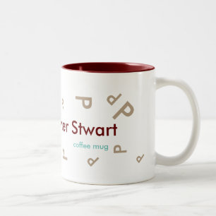 Tasse 2 Couleurs nom et lettre initiale, typographie et cool