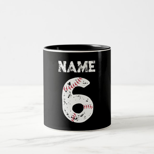 Tasse 2 Couleurs Nom et numéro 6 Baseball, Baseball (Centre)
