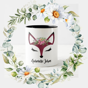 Tasse 2 Couleurs Nom Fille Mignonne Fox Personnalisé