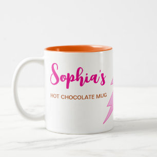 Tasse 2 Couleurs Nom moderne et première bougie de chocolat chaud p