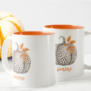 Tasse 2 Couleurs Nom modifiable Cute Orange Citrouille Harvest Auto