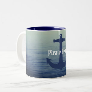 Tasse 2 Couleurs Nom personnalisé Ancre de bateau Vintage Marine Bl