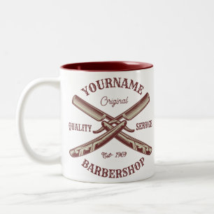 Tasse 2 Couleurs NOM PERSONNALISÉ Barber Droit Razor Barbershop