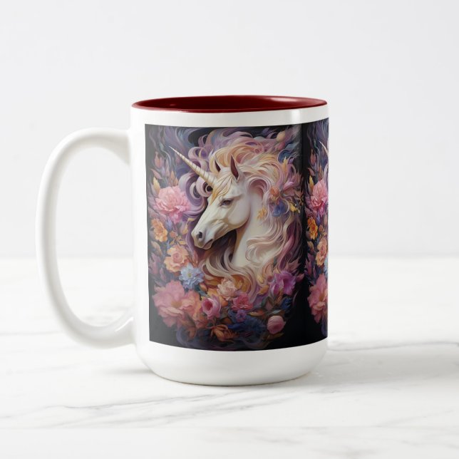 Tasse 2 Couleurs Nom personnalisé belle licorne (Gauche)