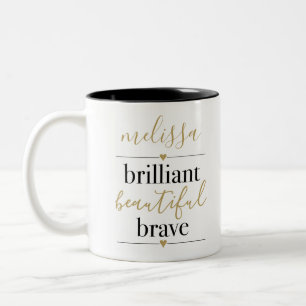 Tasse 2 Couleurs Nom personnalisé brillant beau brave 
